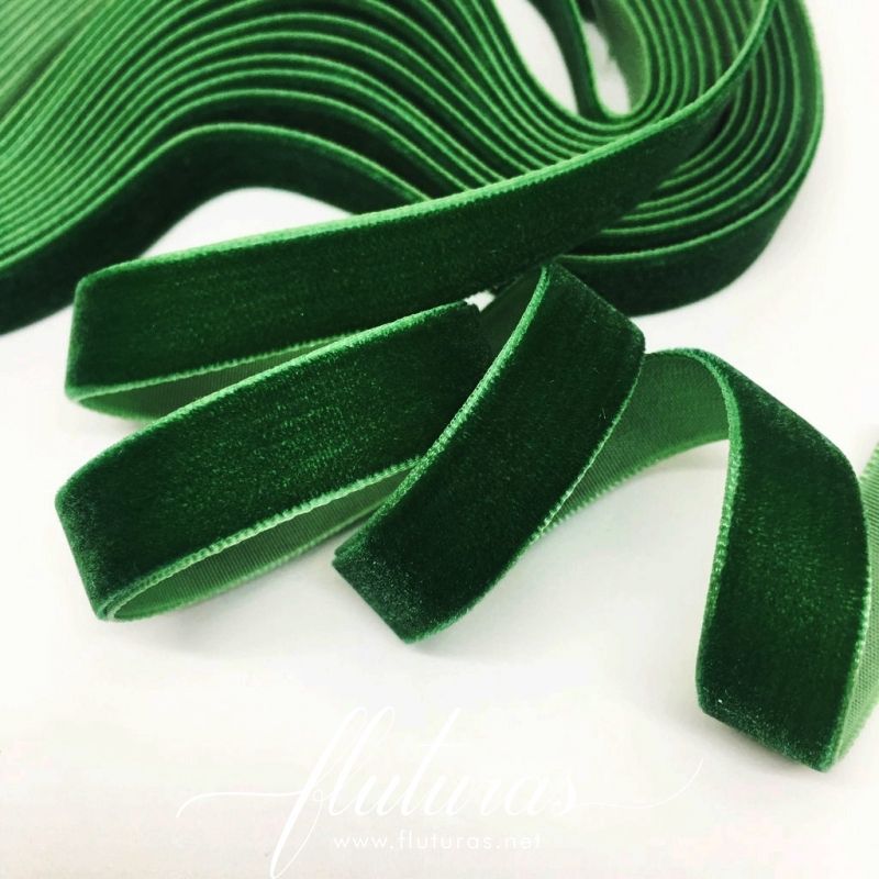 Panglica de catifea Verde Inchis 16mm /10m Panglica Catifea Fluturas   